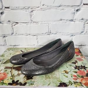 Vera Wang Metallic Reptile Ballet Flats